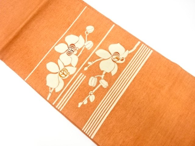 節紬　枝花模様　名古屋帯